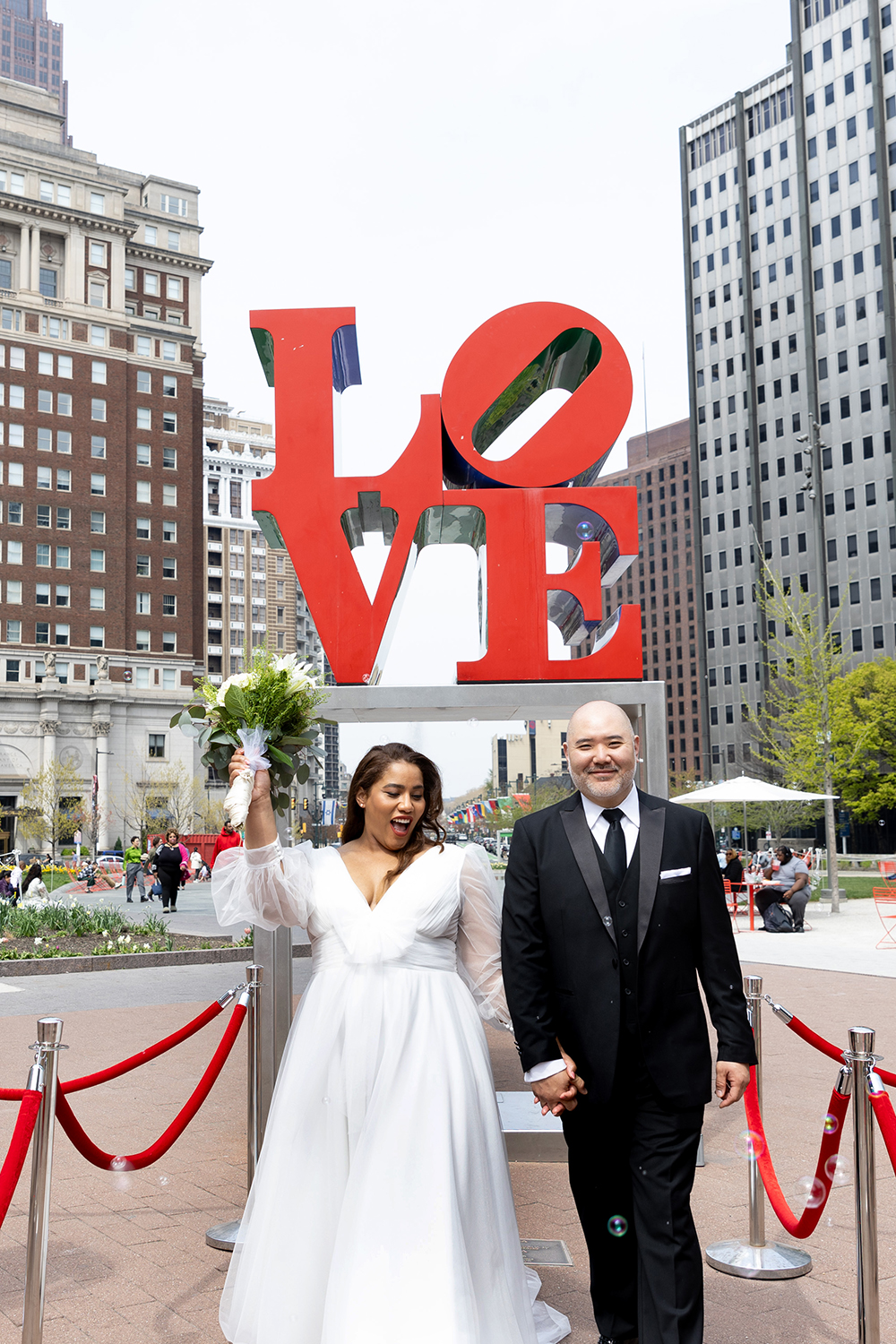 Bride and Groom elope at Love Park In Philadelphia PA