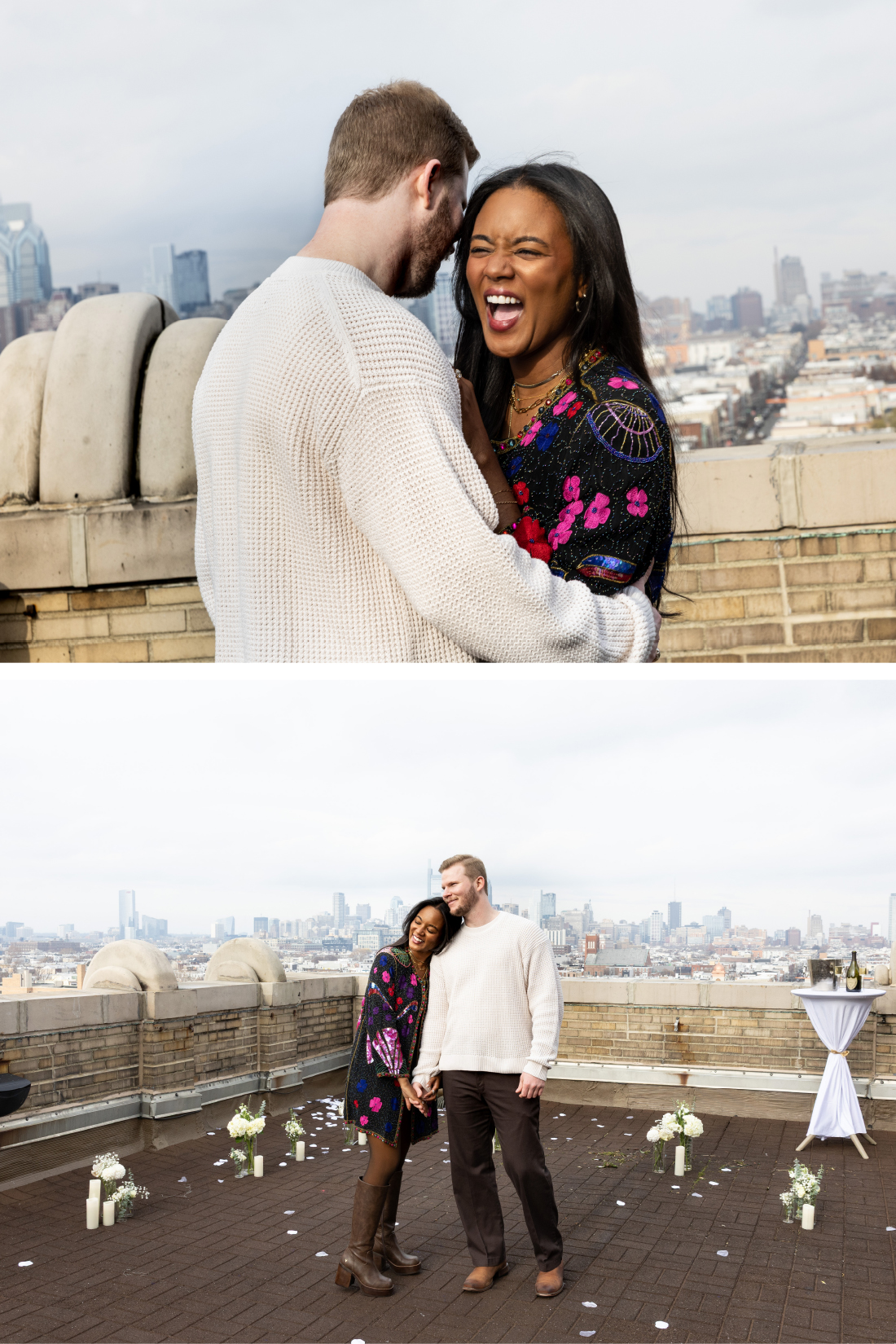 Proposal photos in Philadelphia on rooftop