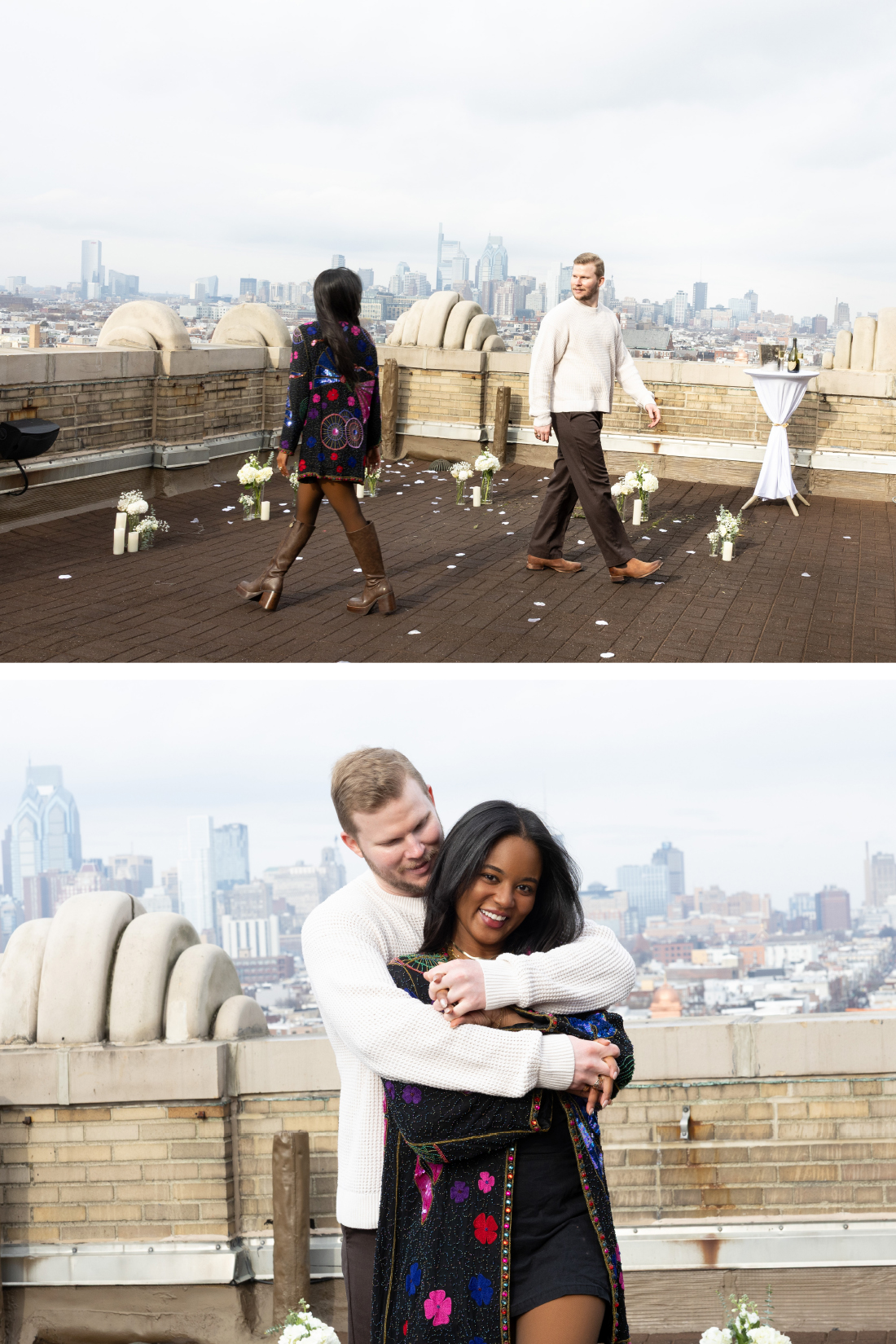 engagement photo in Philadelphia on roof