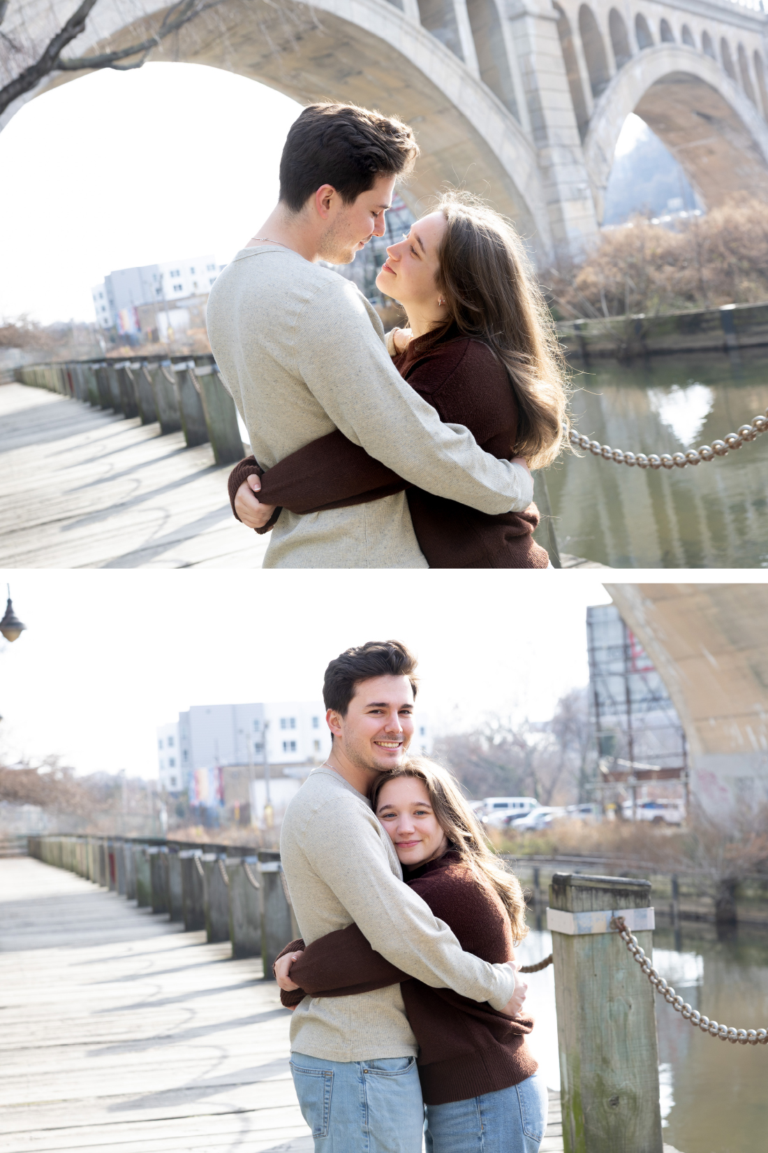 couple hugs after getting engaged