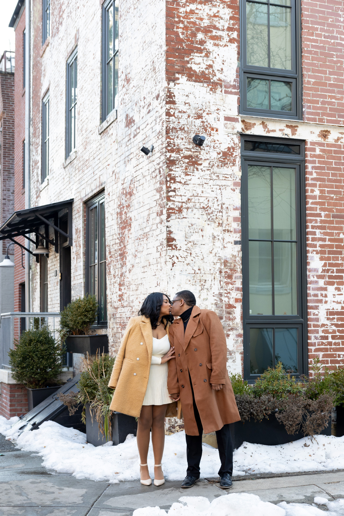 winter engagement photos on Philadelphia Street