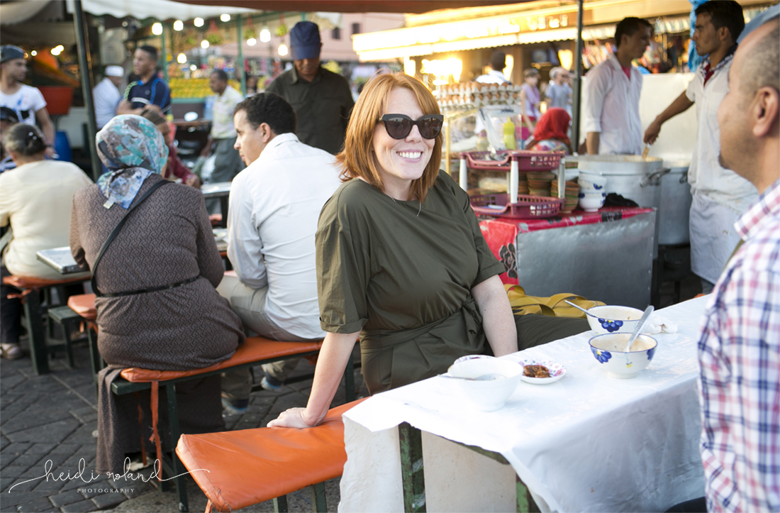 Marrakech food tour, Mandy Sinclair, Jemaa el-Fnaa food stalls