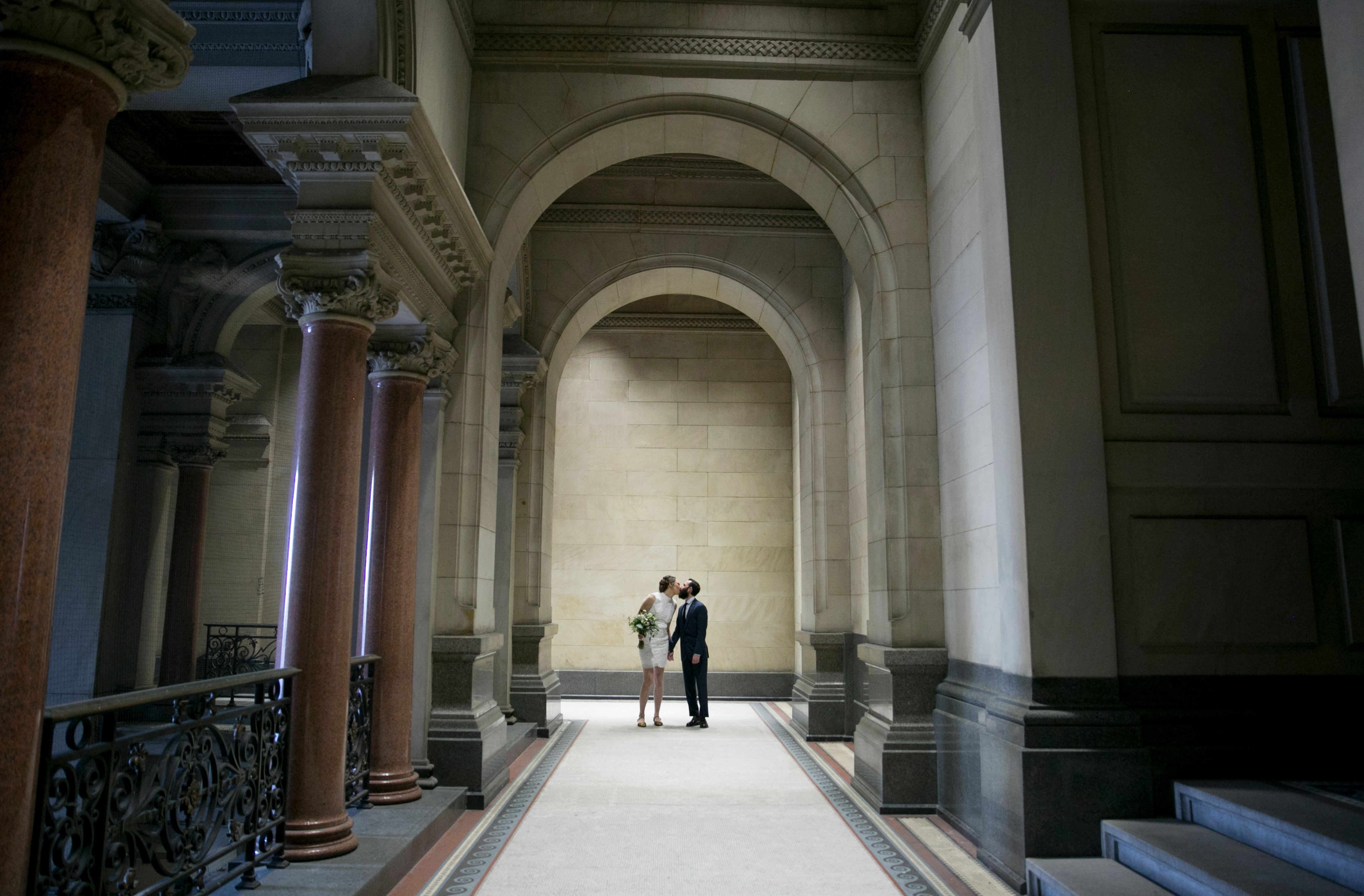 Philadelphia City Hall Elopement, bride and groom portraits
