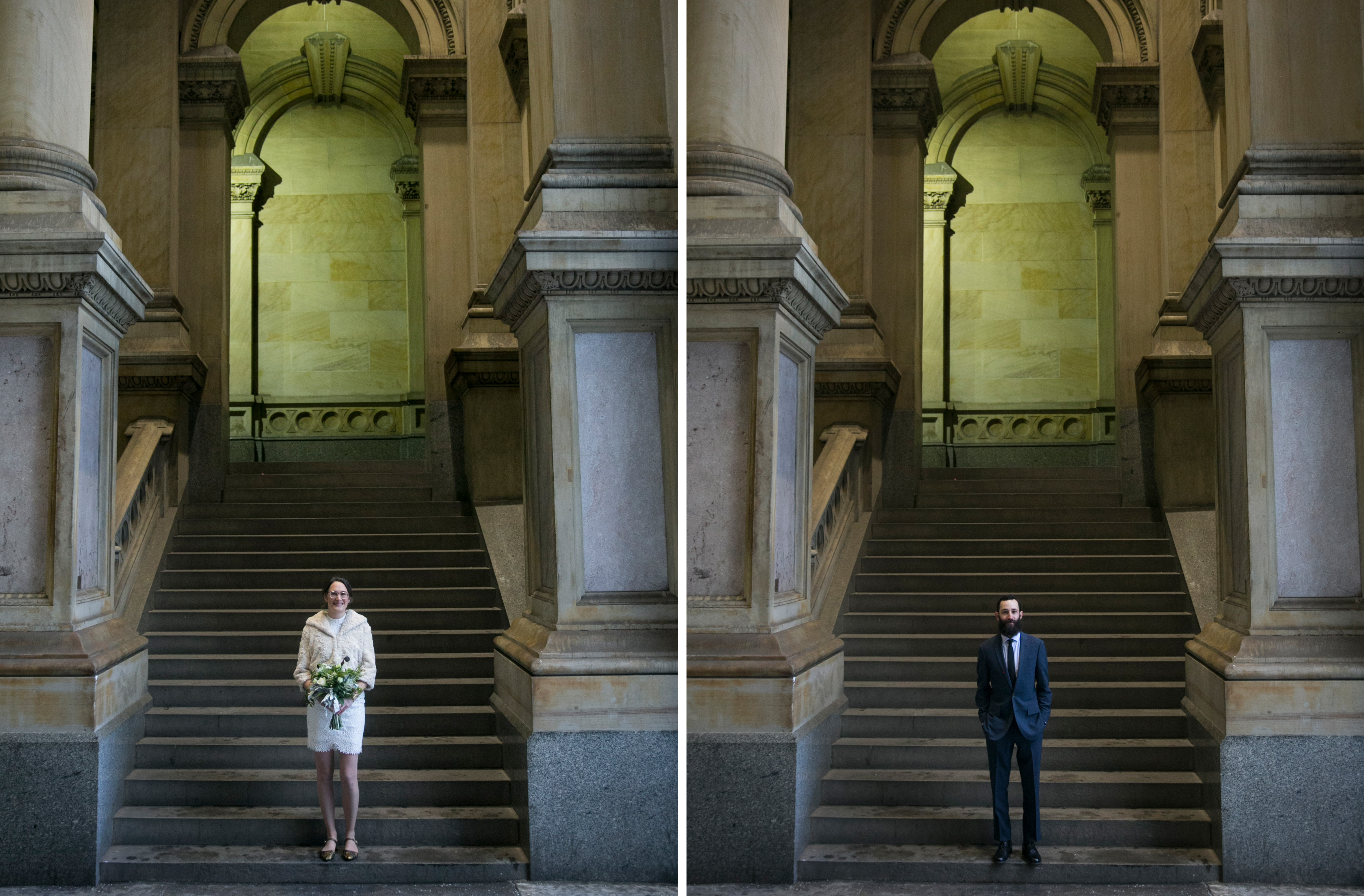 Philadelphia City Hall Elopement, bride and groom