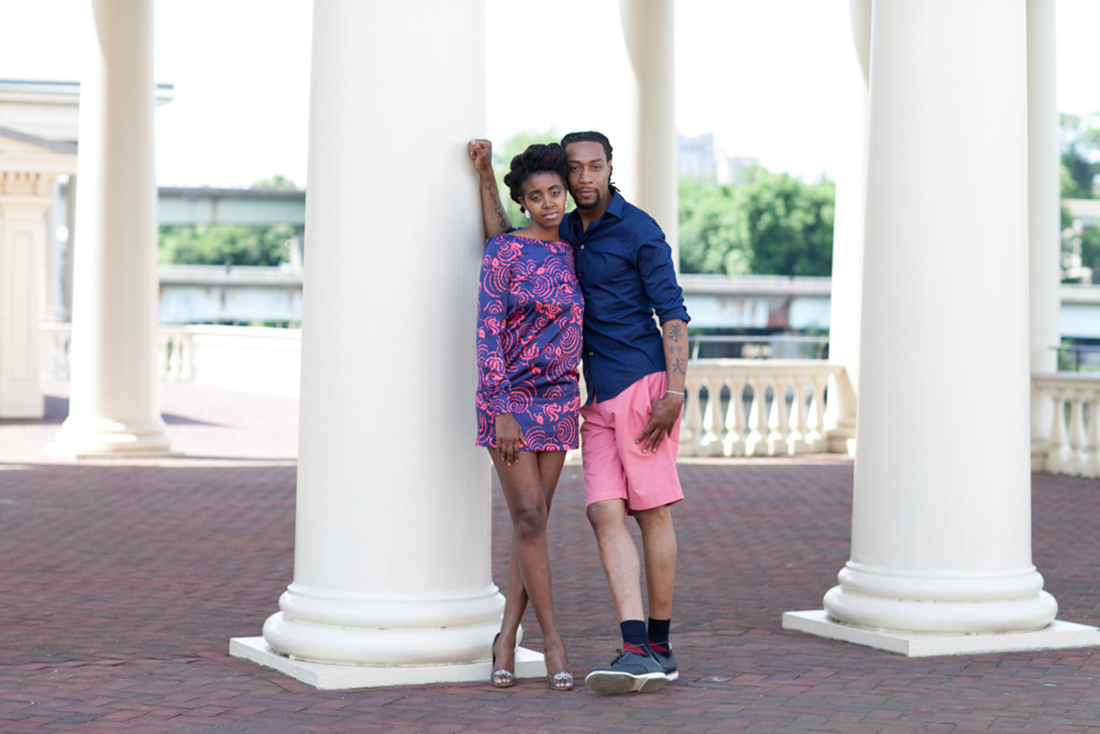 Engagement Photo, Boathouse Row, bold colors pink and blue