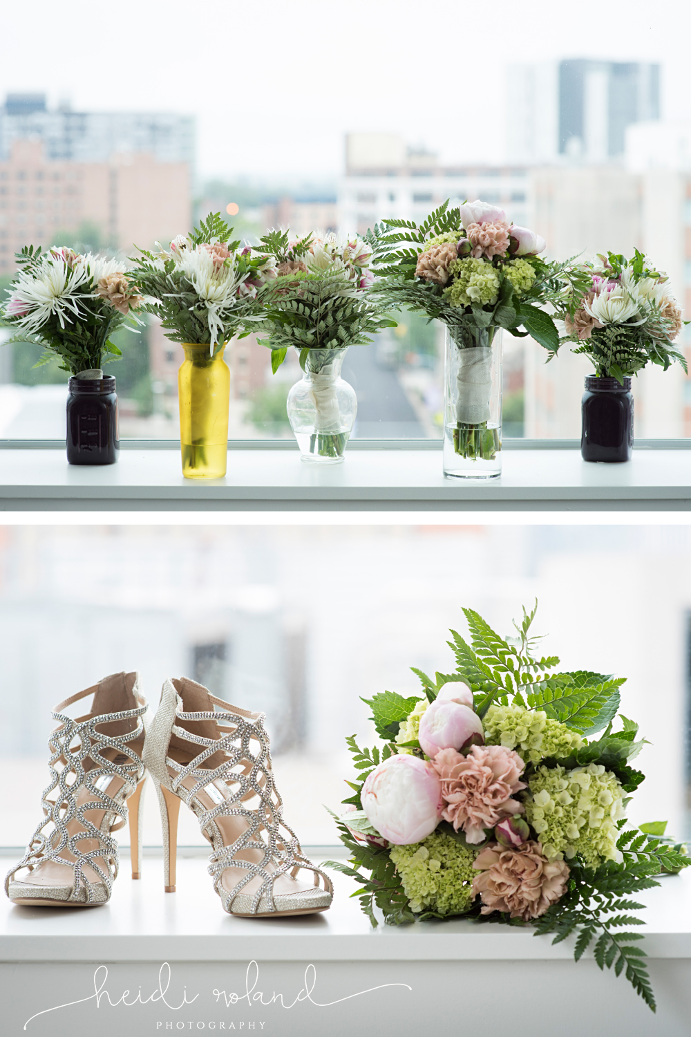 Wedding bouquets and bridal shoes