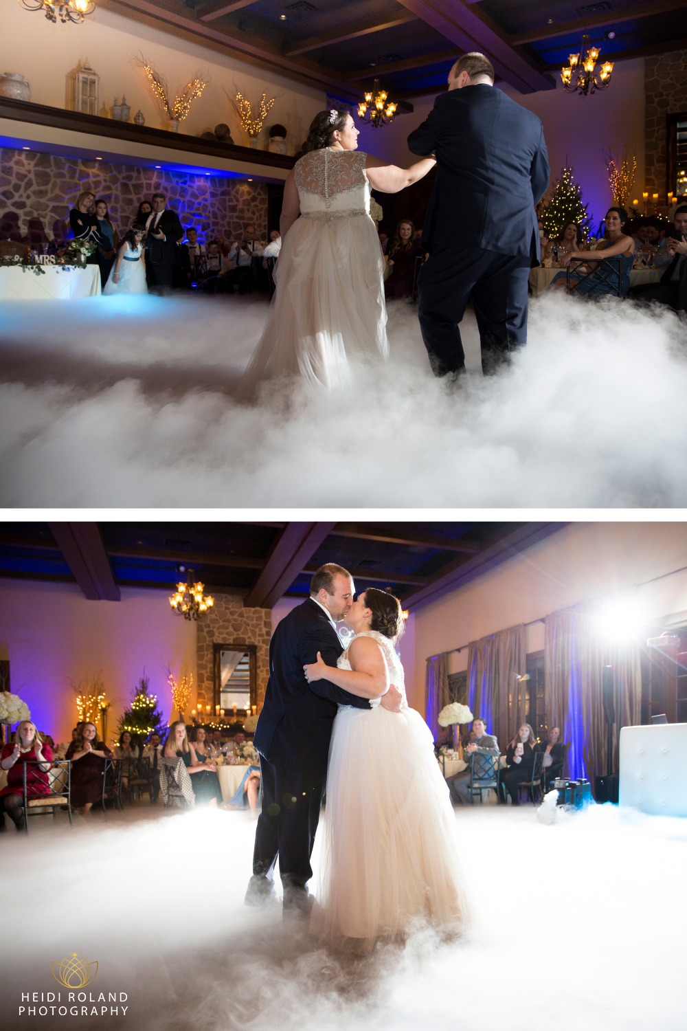 dancing on the clouds fog machine first dance at The Inn at Leola Village Wedding 