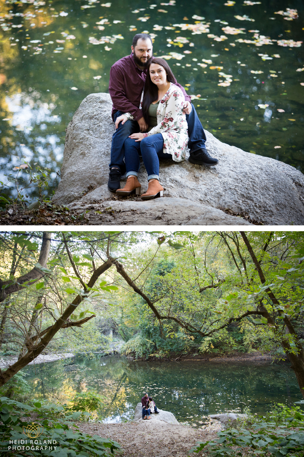 Philadelphia Park engagement session couple on river