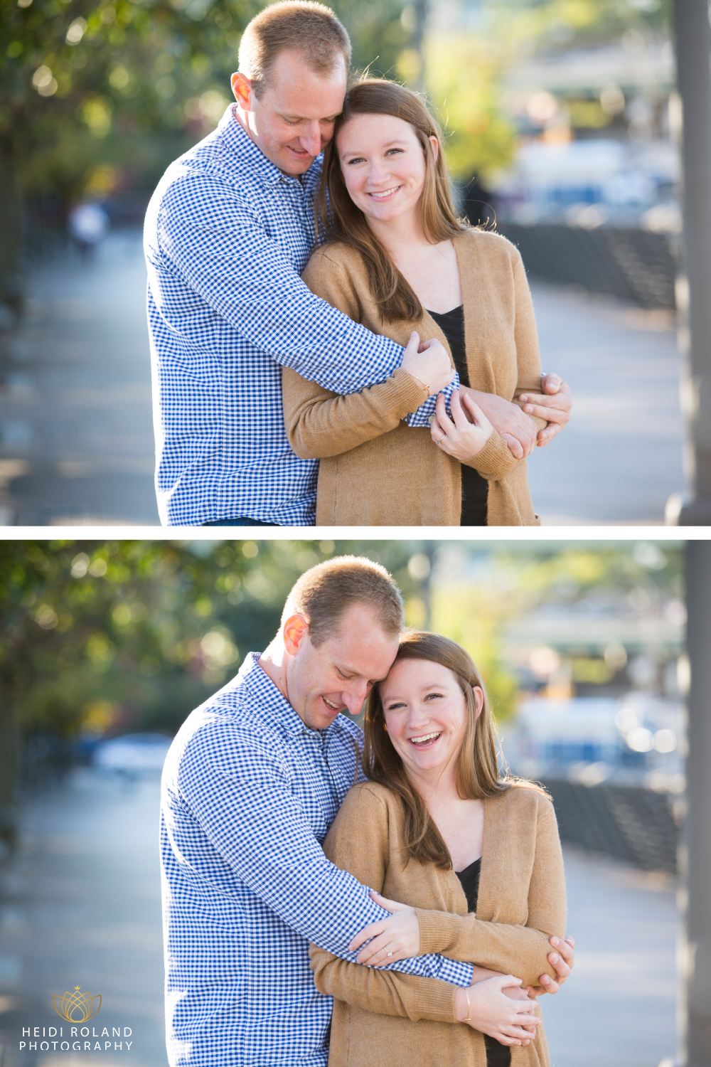 Couple laughing at Philadelphia engagement Session