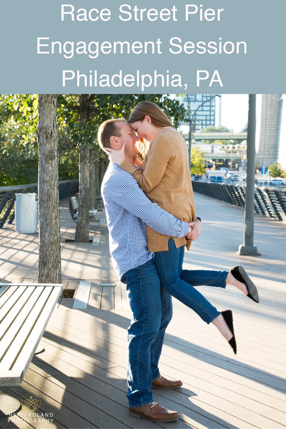 Race Street Pier Engagement - couple laughing