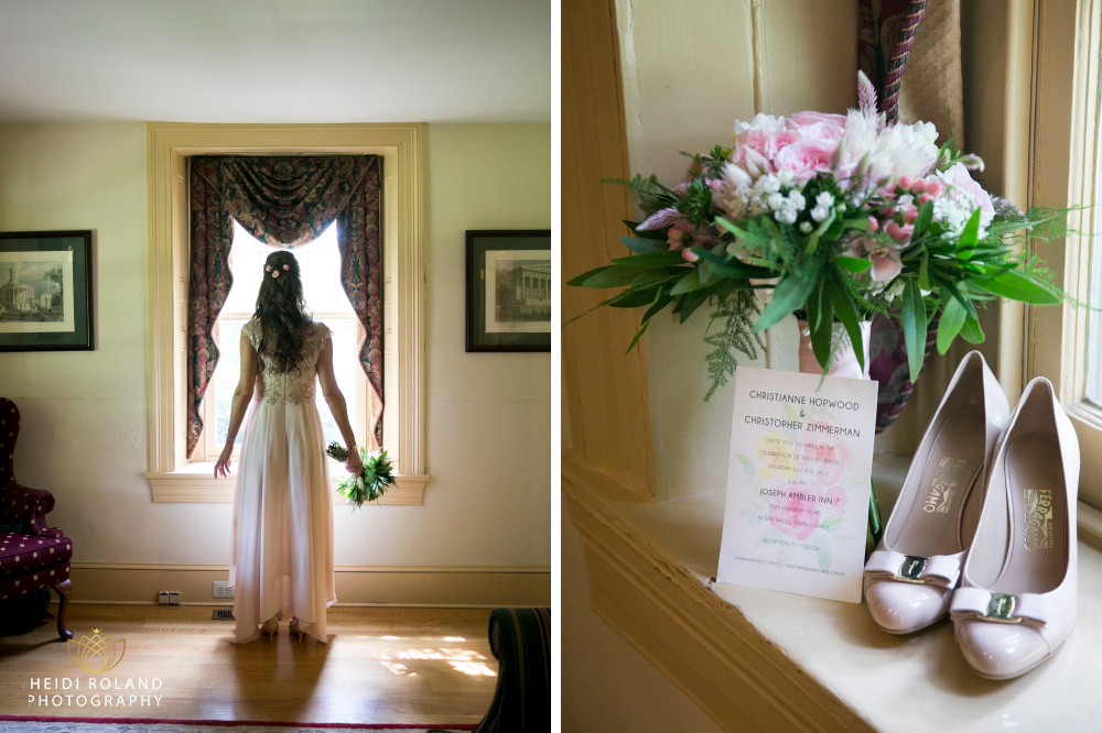 bride, invitation and flowers 