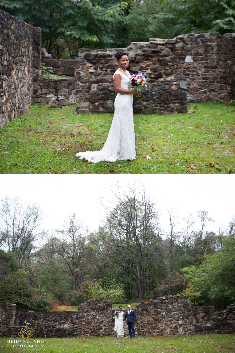 Wedding photos at historic ruins Yellow Springs