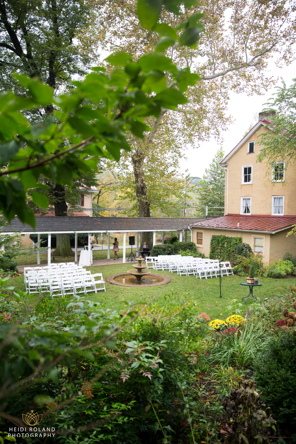 outside wedding ceremony space at The Washington at Historic Yellow Springs 