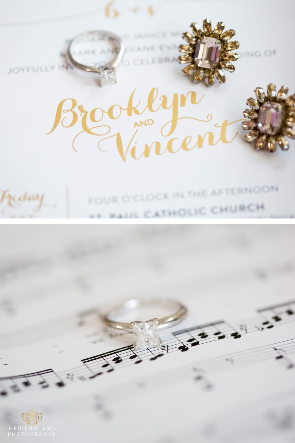 wedding ring on music notes