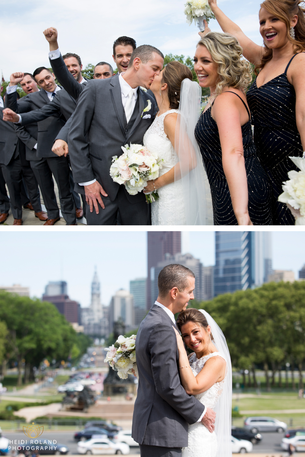 Philadelphia skyline wedding photos by Heidi Roland Photography