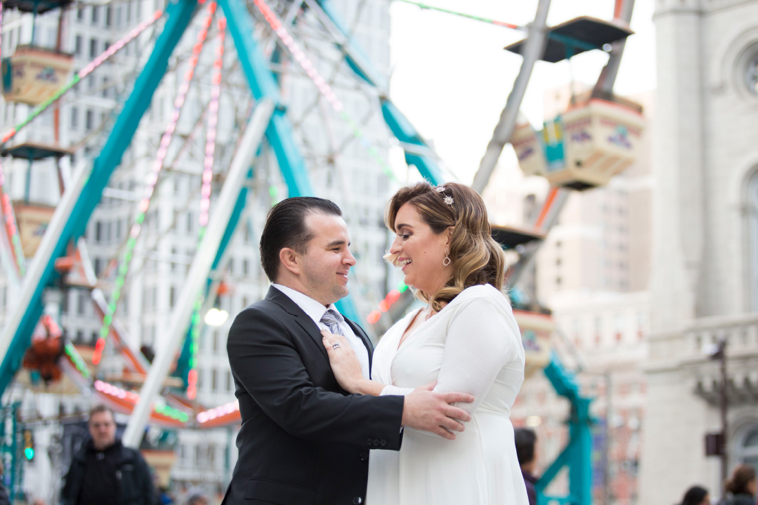 Ferris Wheel wedding photos in Philadelphia