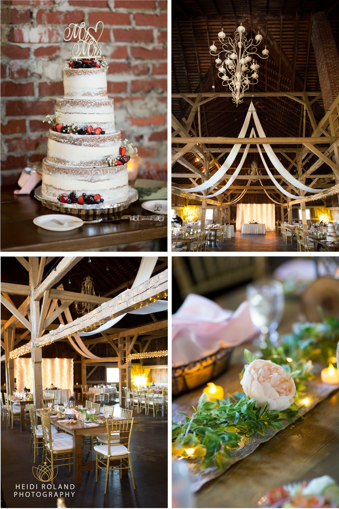 wedding cake and barn reception details PA