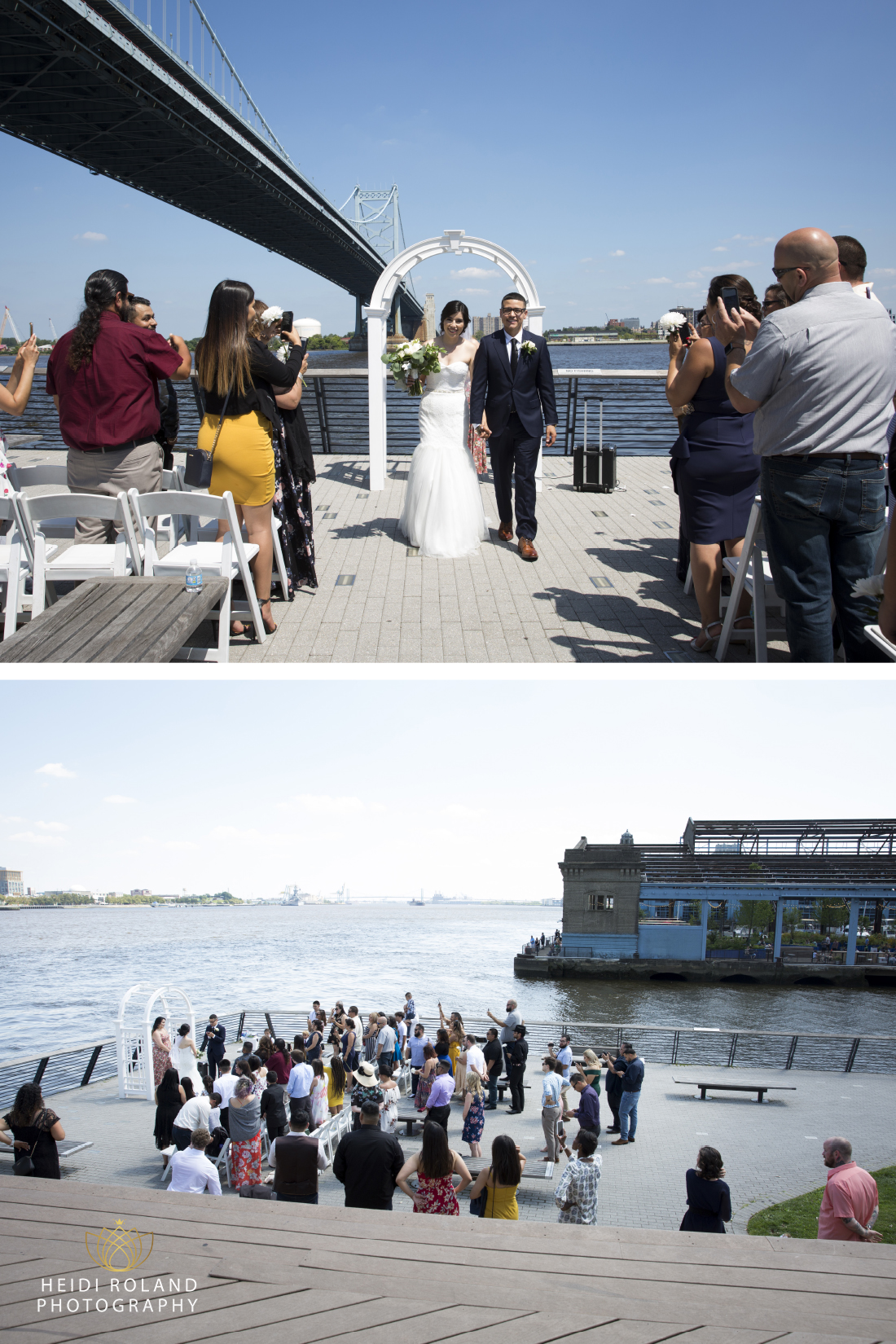 Race Street Pier outside Wedding ceremony Philly