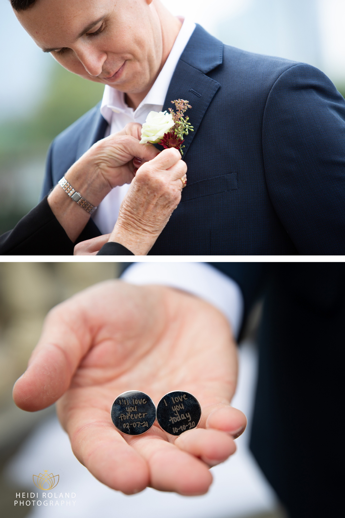 Groom boutonniere and cufflinks