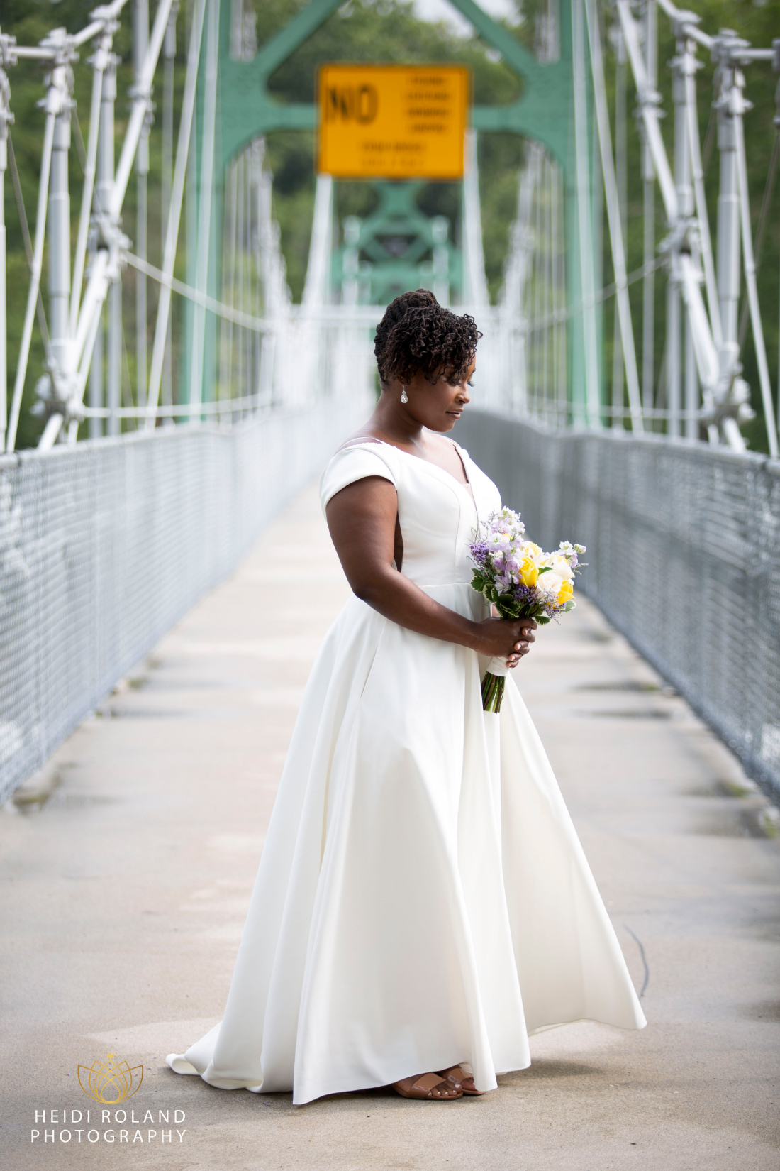 bride on the bridge at Black Bass Hotel