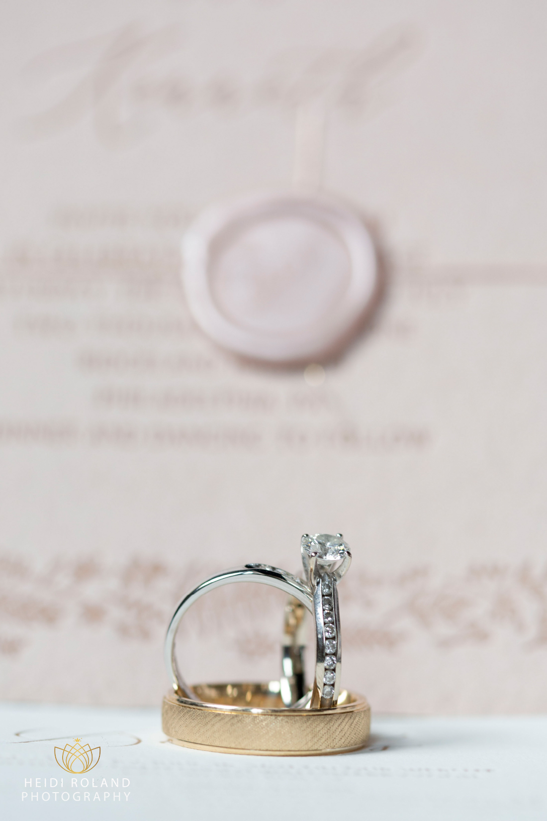 wedding rings and engagement rings with invitation