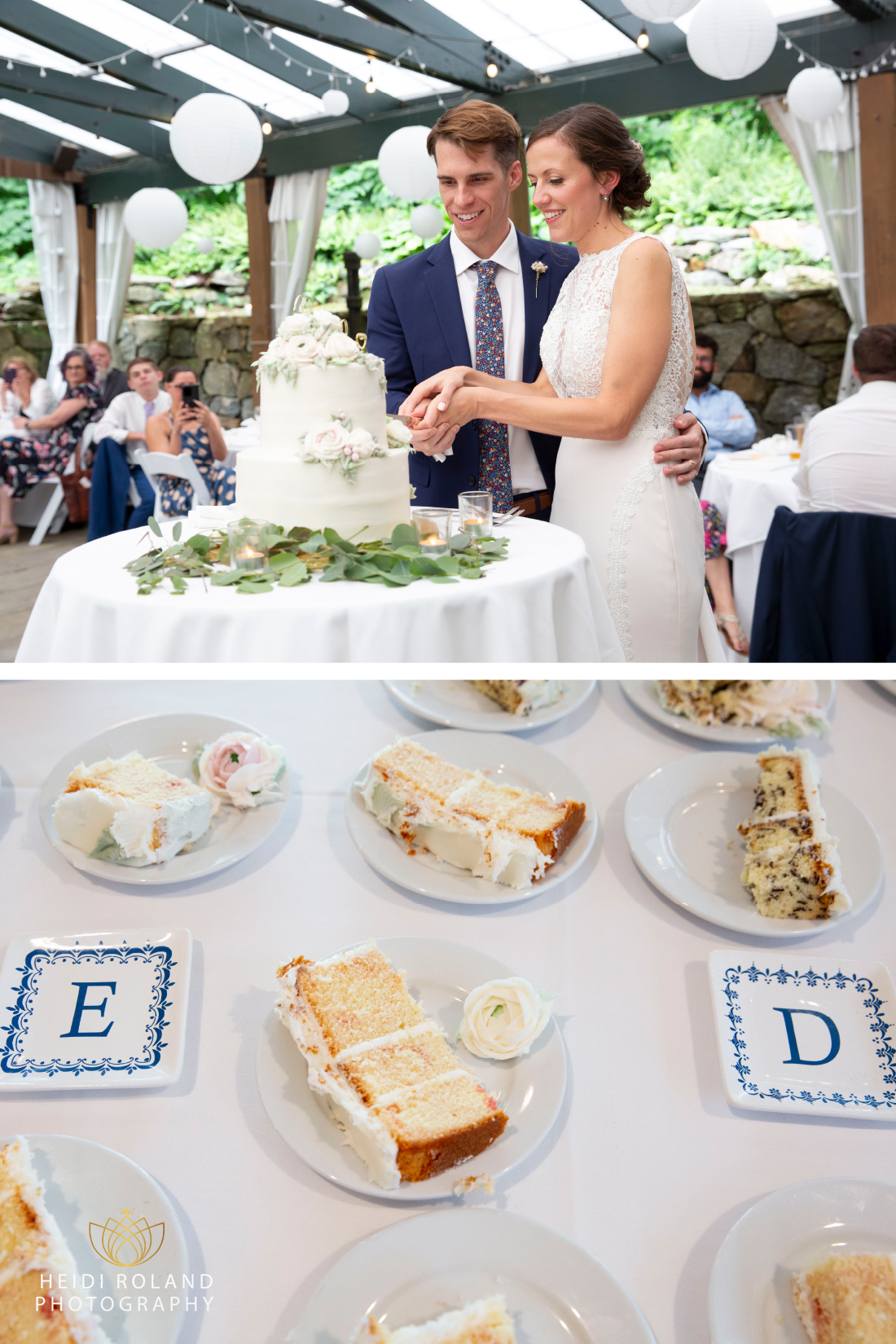 bride and groom cutting bredenbeck cake