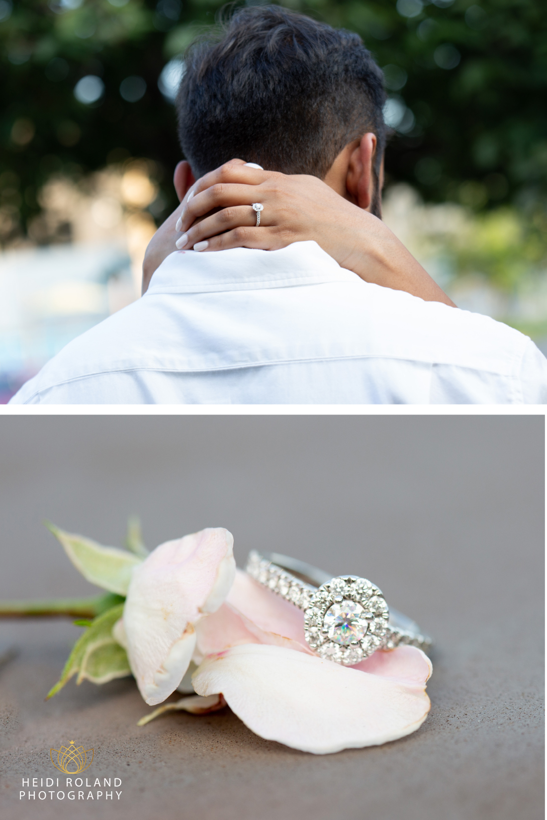 engagement ring details after proposal in Elfreths alley Philadelphia