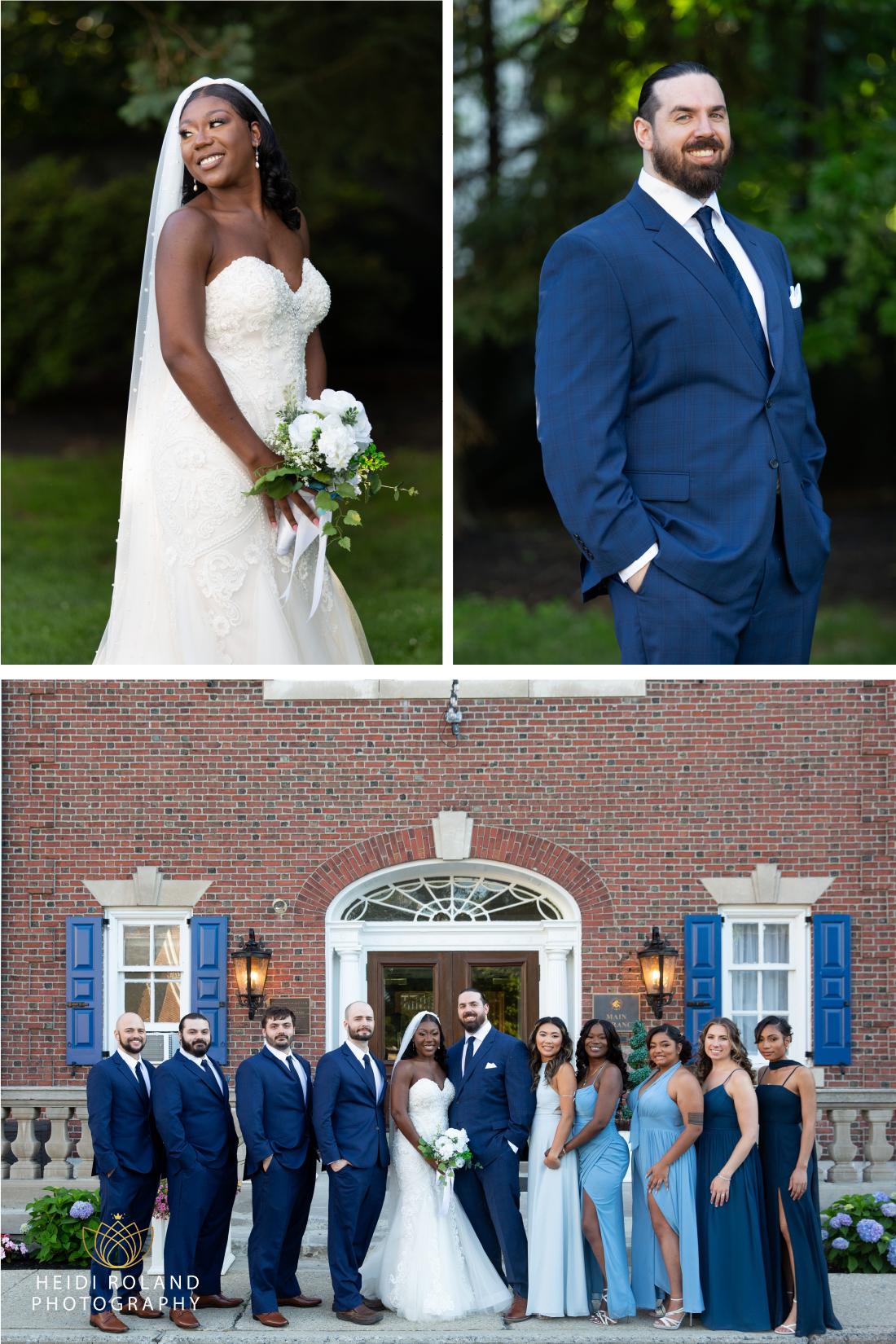 bridal party outside of germantown cricket club