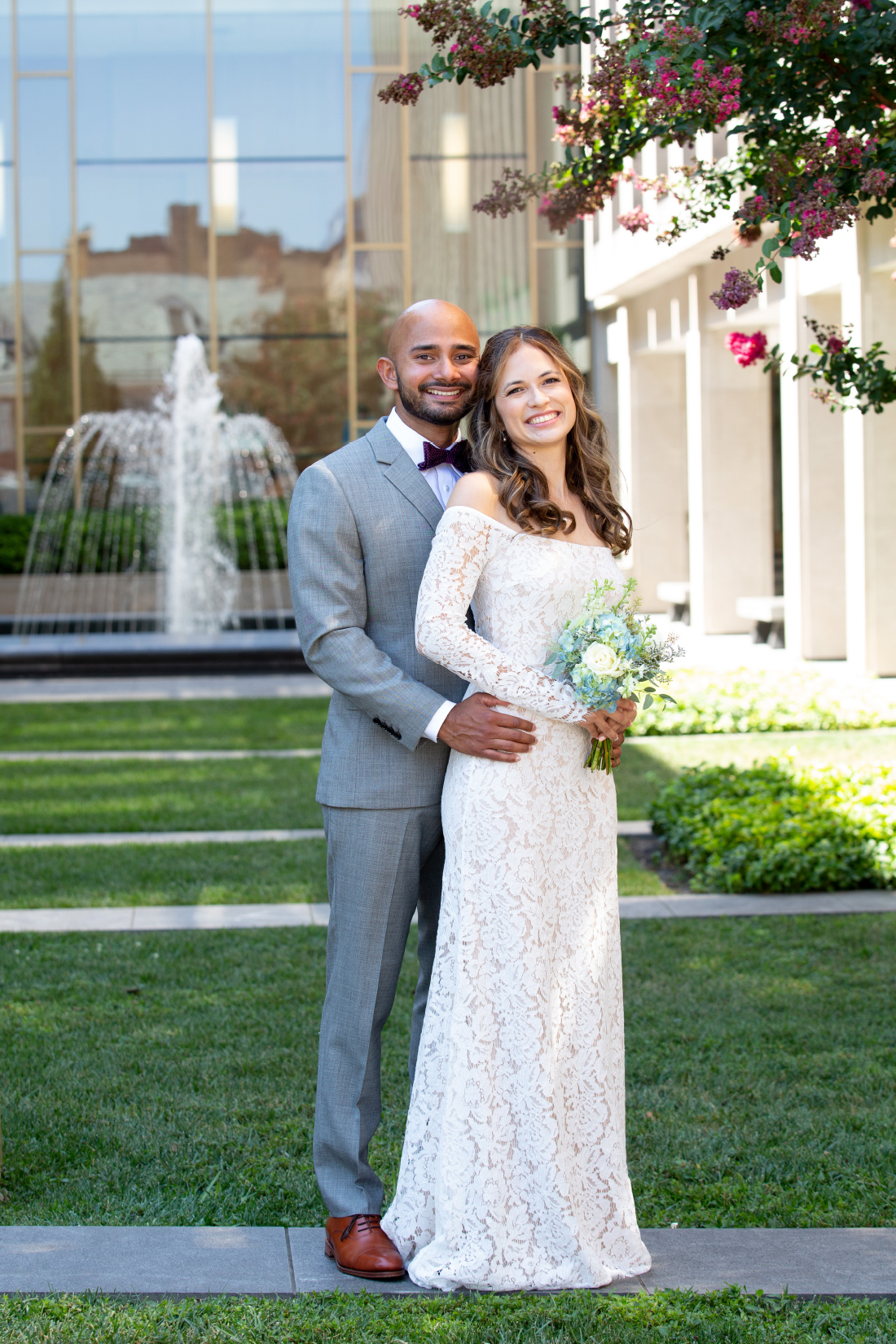 Bride and groom portraits at Historic Chester County Courthouse