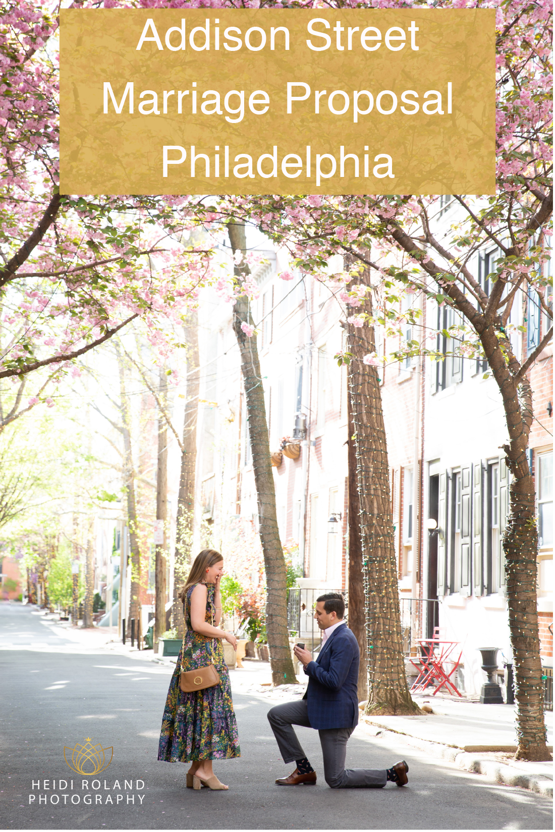Addison Street Cherry Blossom Marriage Proposal in Philadelphia by Heidi Roland Photography