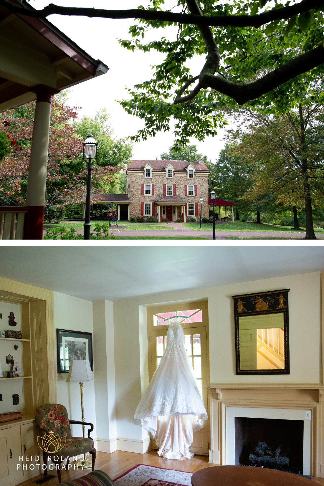 Exterior of Joseph Ambler Inn for Pennsylvania wedding by Heidi Roland Photography