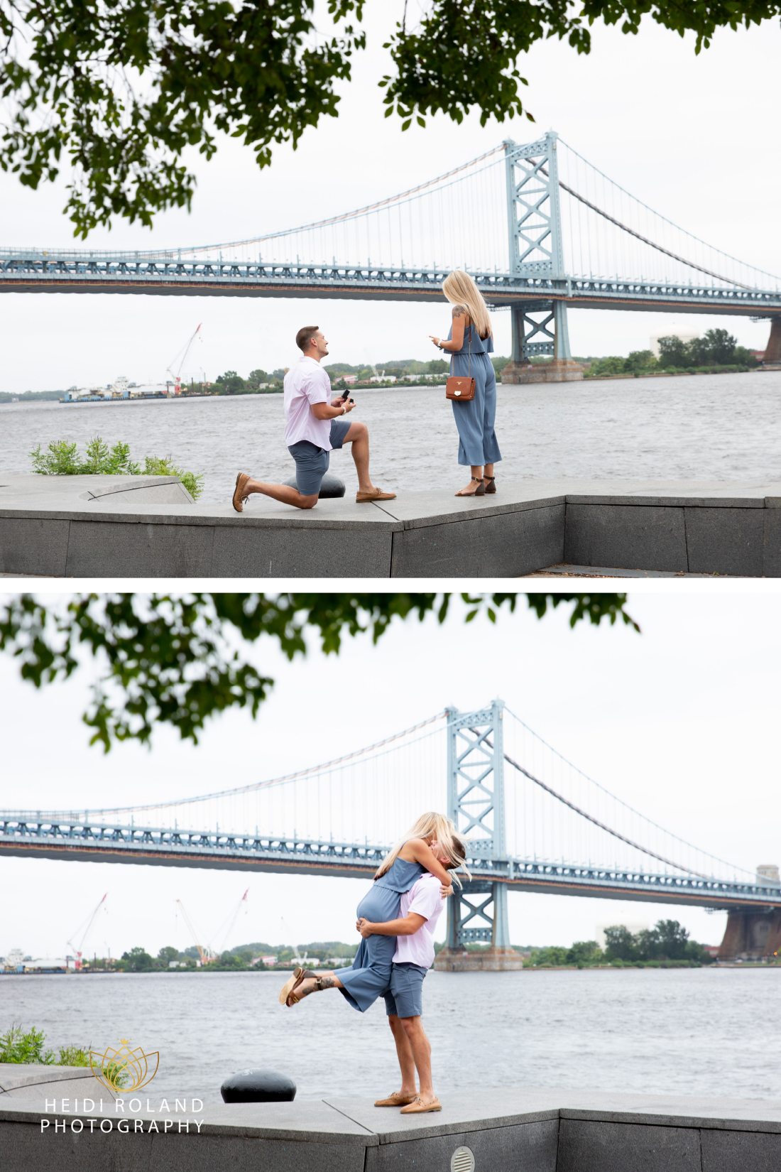 marriage proposal benjamin franklin bridge Philadelphia 
