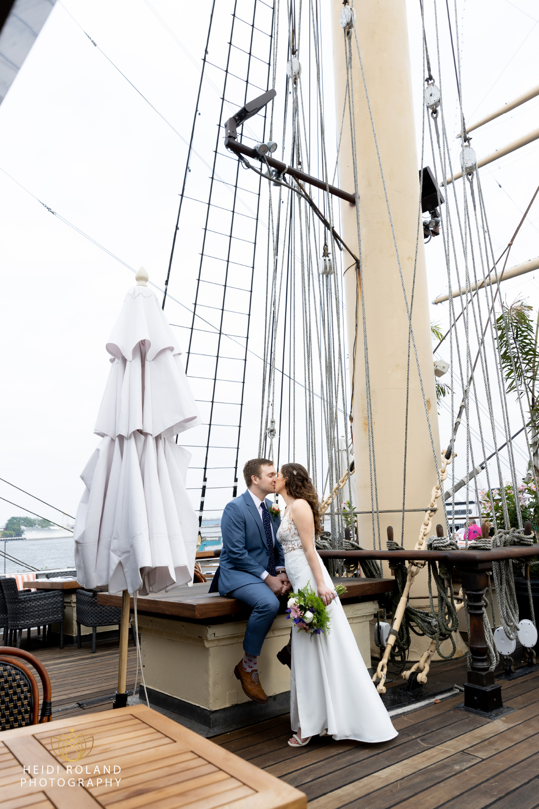 Boat wedding photo with couple in Philadelphia