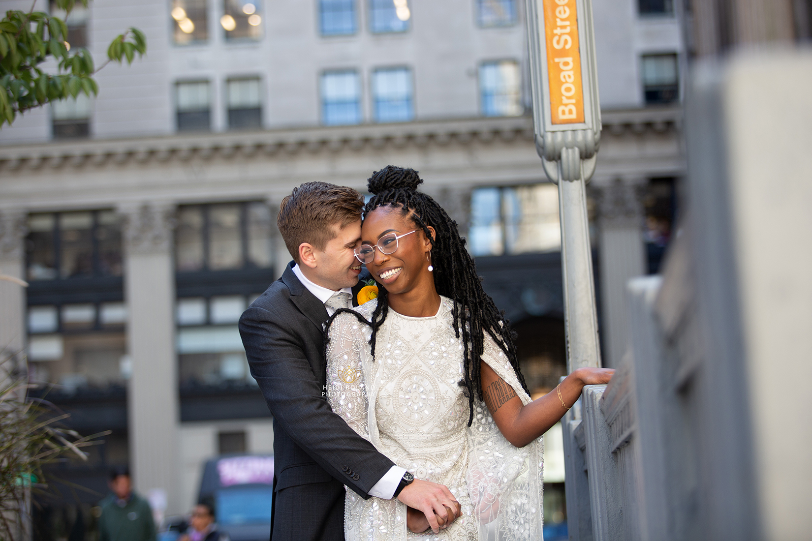 Bride and groom Broad Street Line Subway stop Philadelphia