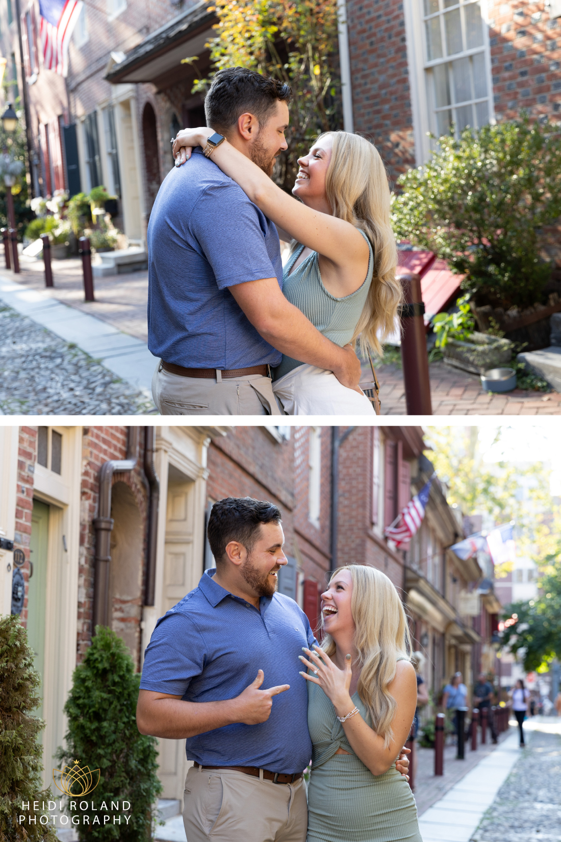 Surprise proposal photos Elfreth's Alley