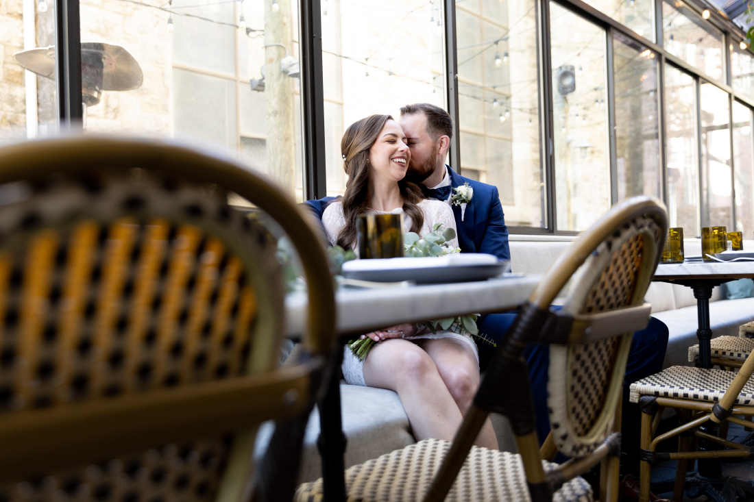 Bride and groom at Osteria In Philadelphia 