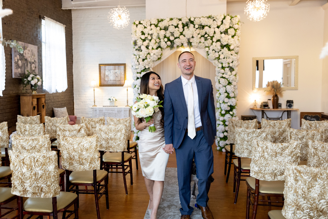 Bride and groom elope at small wedding venue in Philadelphia