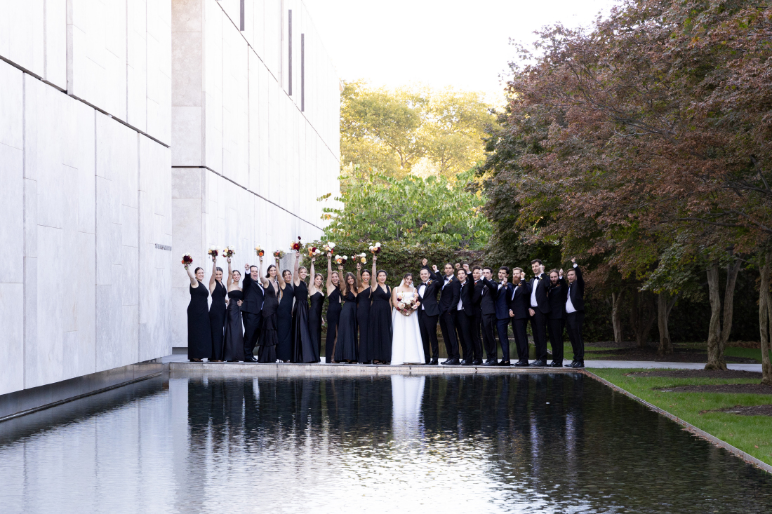 wedding party at Barnes Foundation Museum in Philadelphia