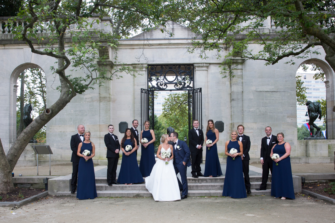 wedding party at Rodin Museum in Philadelphia