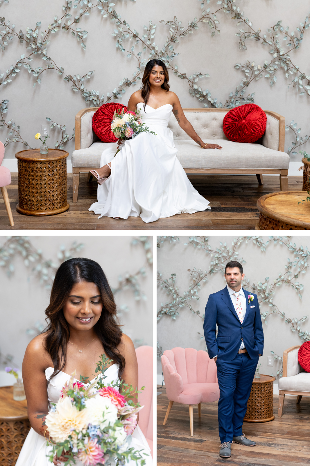 Bride and groom Terrain Gardens at Delval wedding venue PA