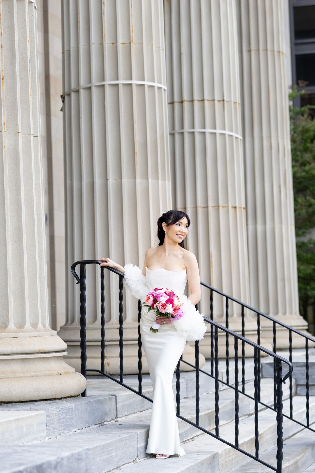 Bride on the steps of PA courthouse