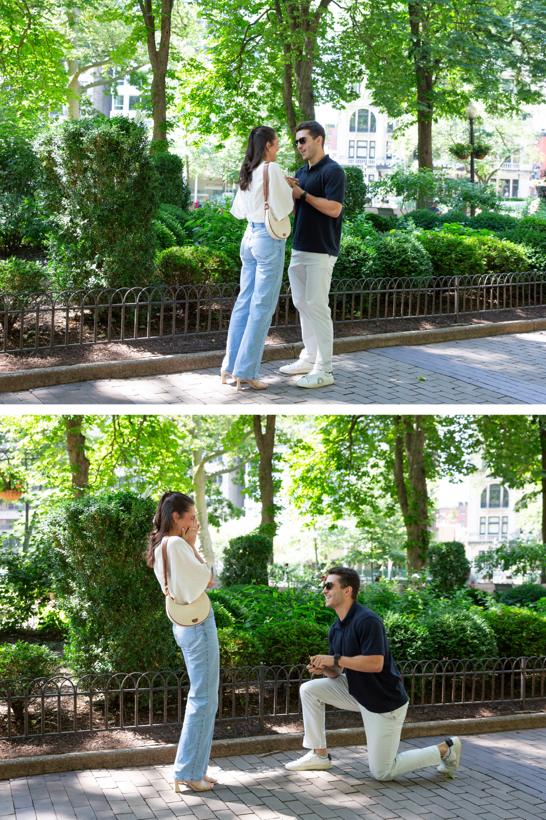 couple standing in Rittenhouse Square Park Philadelphia PA